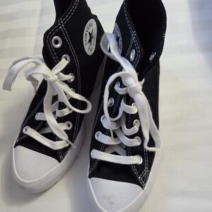 Converse Womens  Black and White High-Top Sneakers
